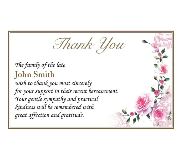 Roses Acknowledgement Card – Atlantic Print